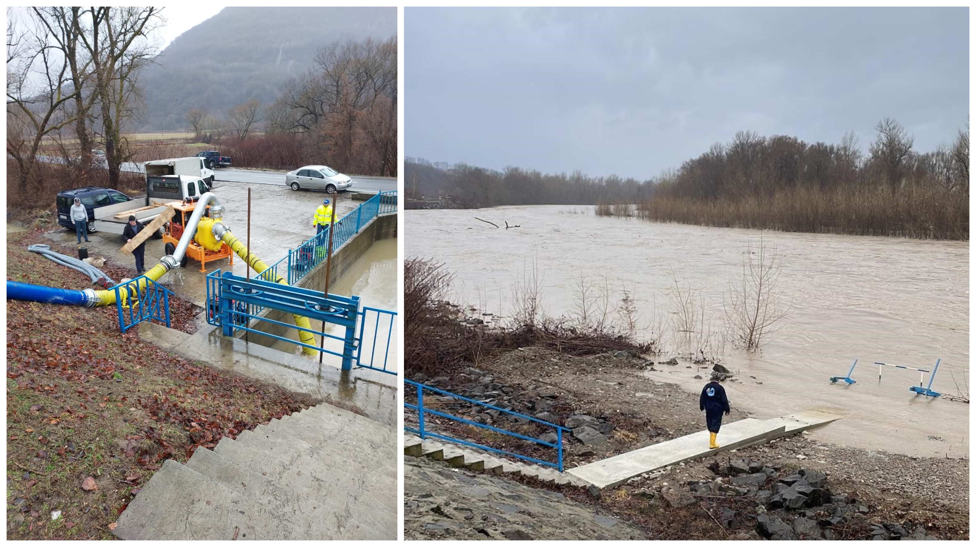 FOTOGALERIE. Intervenție de urgență. DN19 este în pericol de a fi inundat