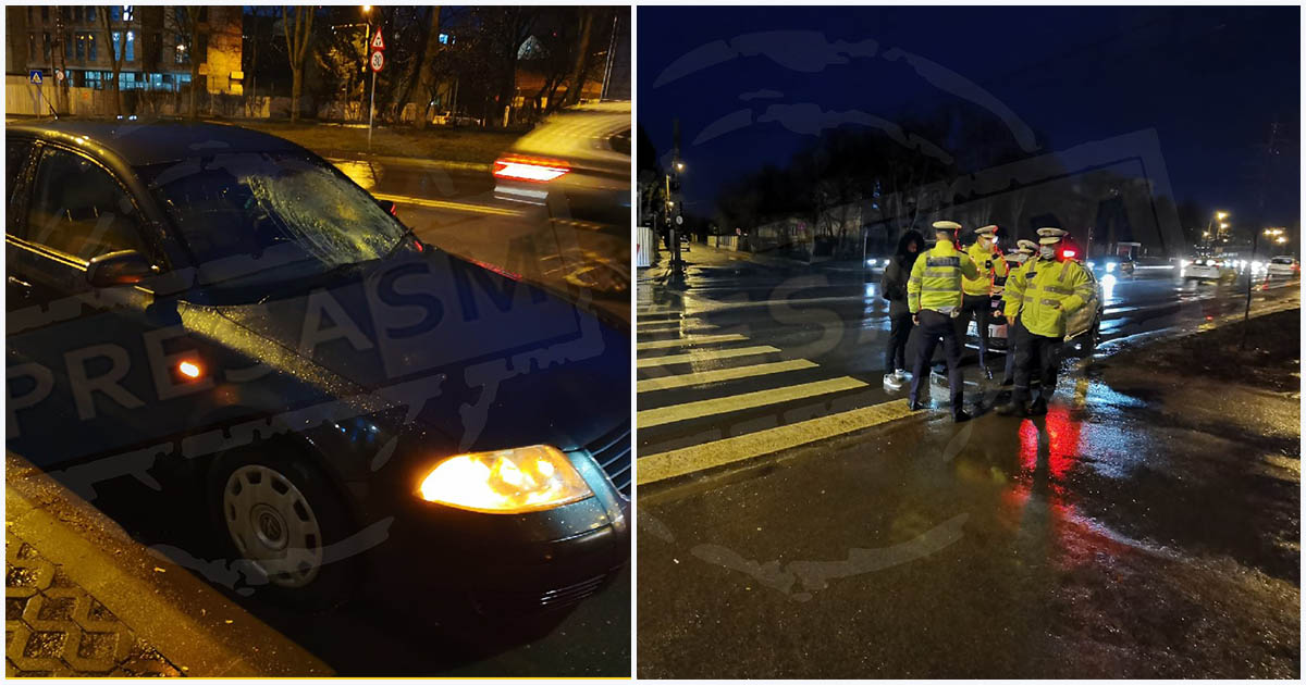 FOTO. Pieton lovit pe trecere de o mașină, pe Drumul Botizului, în față la Kaufland