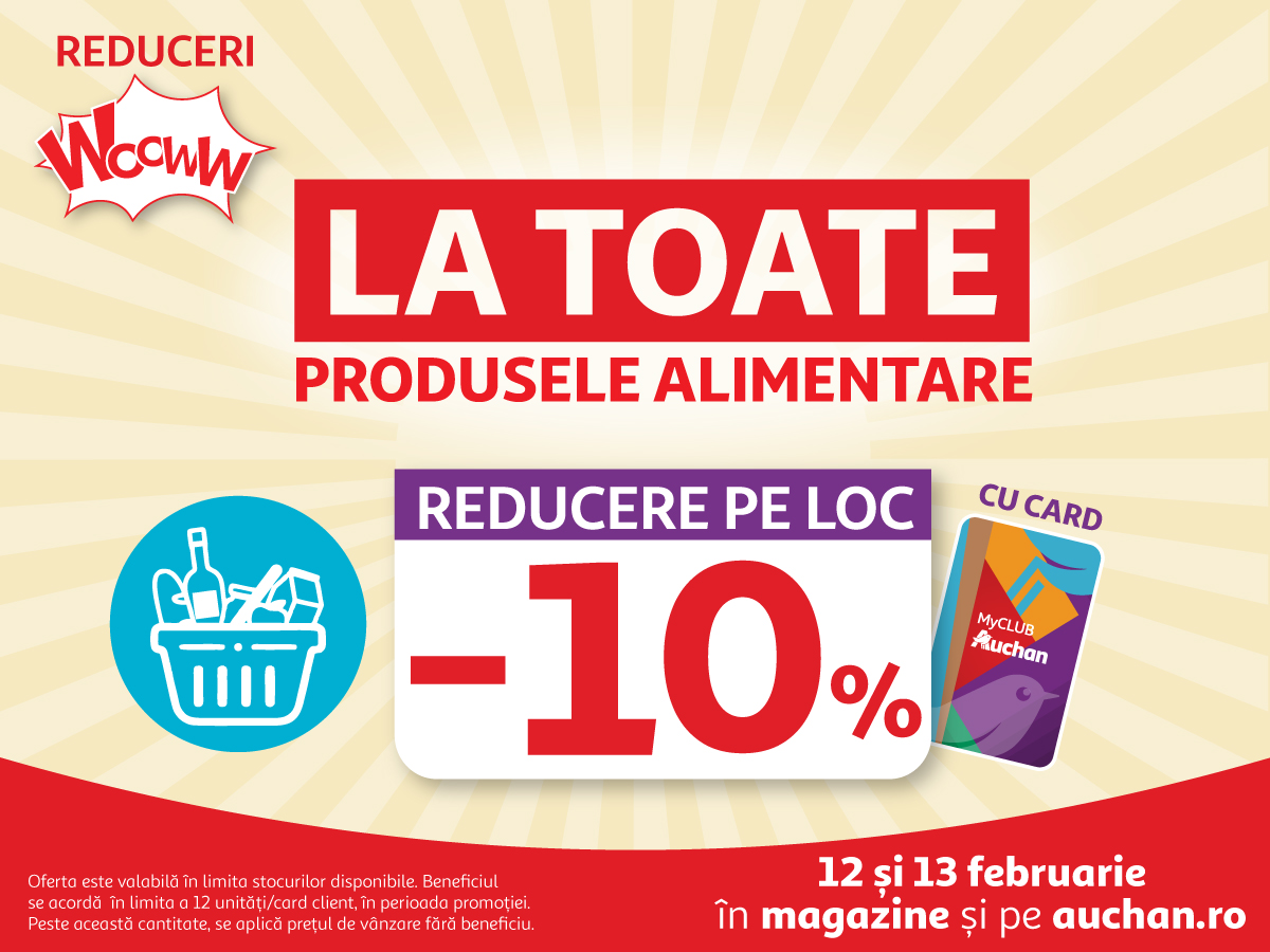 Reduceri Wooww la Auchan în acest weekend: -10% la TOATE produsele alimentare