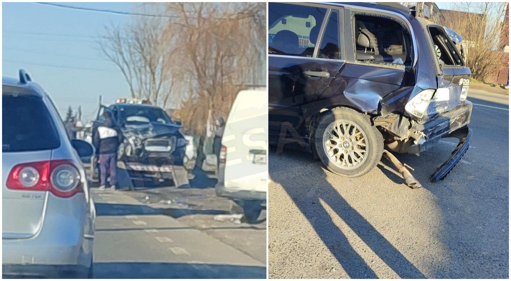 FOTO. Accident pe B-dul Lucian Blaga. Impact violent între un BMW și un AUDI