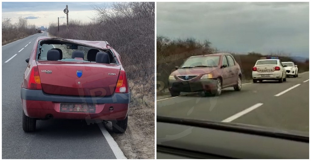 FOTO/VIDEO. Un sătmărean și fiica lui au ajuns cu mașina în șanț, în județul Satu Mare