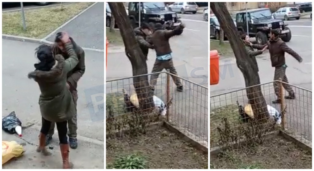 VIDEO. Doi iubiți, ”aburiți” bine, se bat în plină stradă, în municipiul Satu Mare