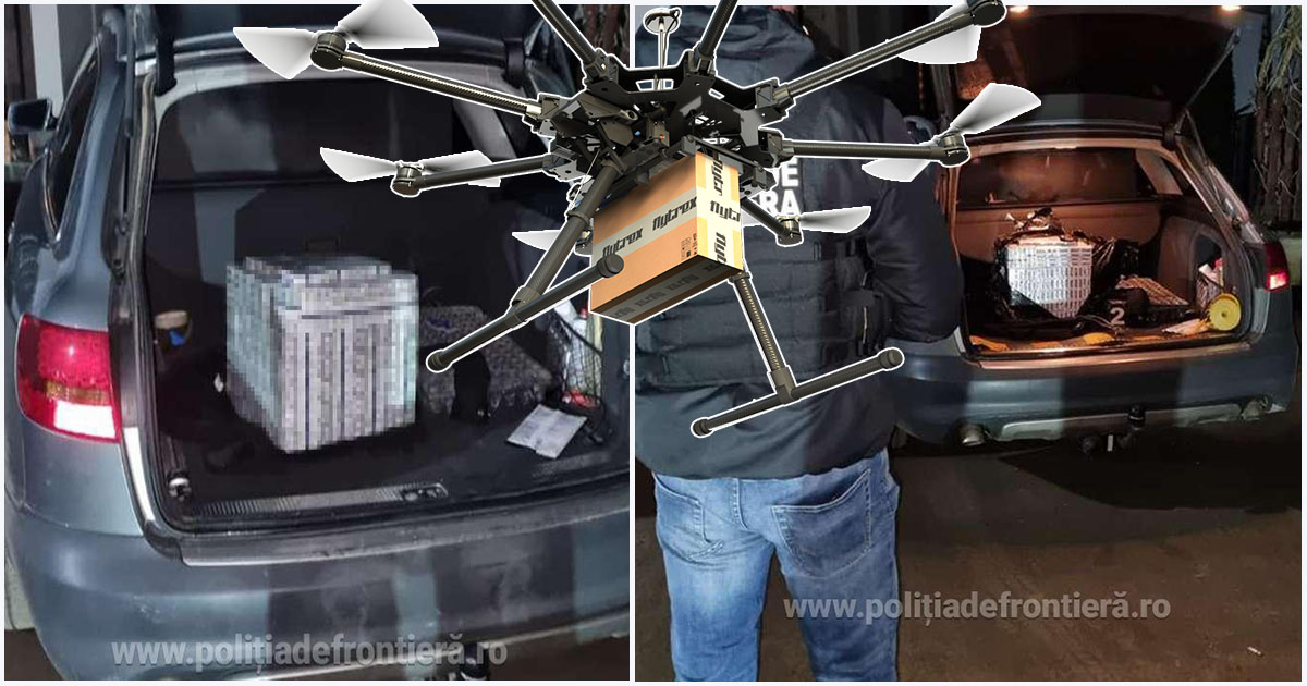 FOTO/VIDEO. Țigări trimise cu drona din Ucraina în județul Satu Mare