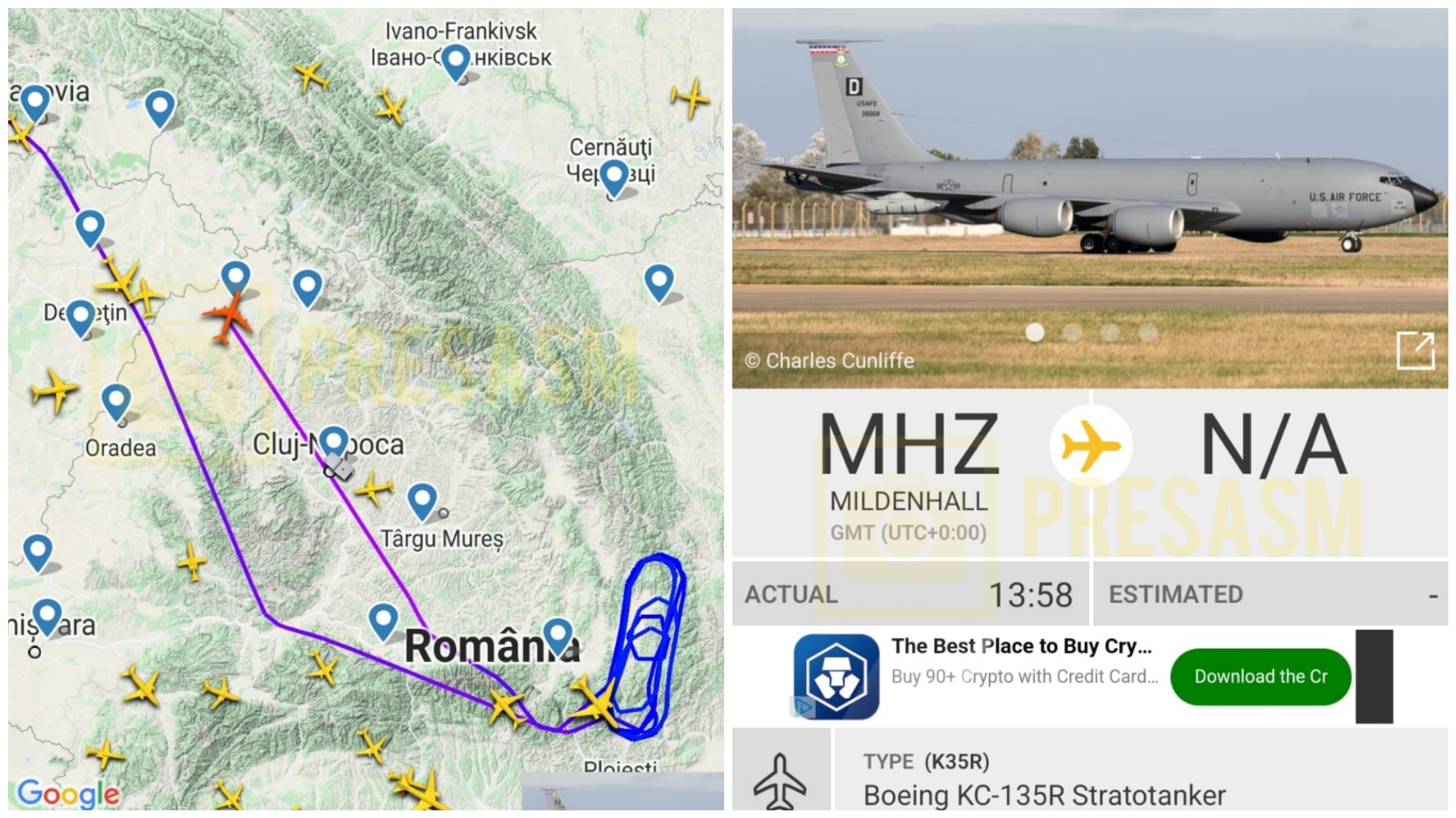 FOTO. Un avion militar american a survolat județul Satu Mare