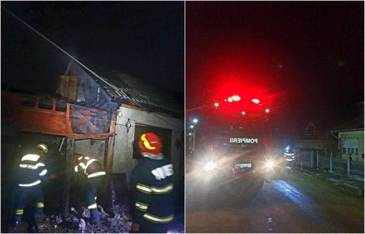 FOTO. Incendiu în județul Satu Mare. Afumătoriile iau foc pe bandă rulantă