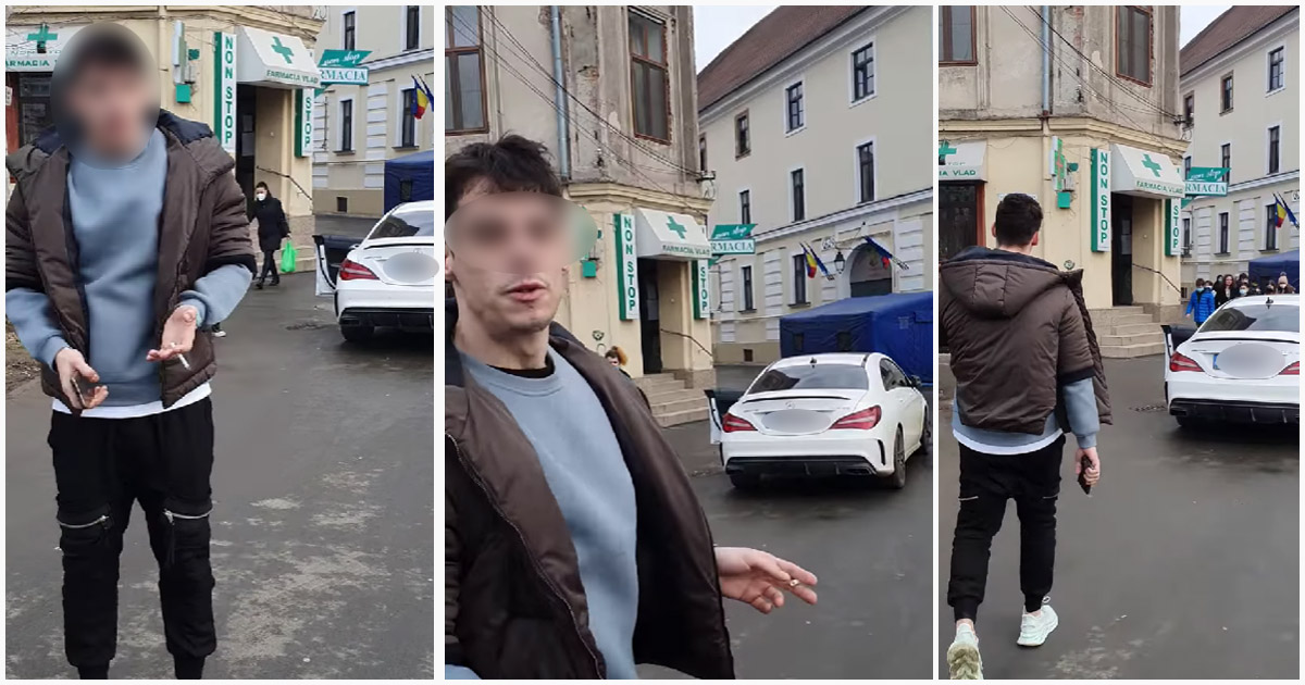 VIDEO. Comportamentul revoltător al unui șmecher cu Mercedes. Era să dea peste pieton, l-a înjurat și scuipat