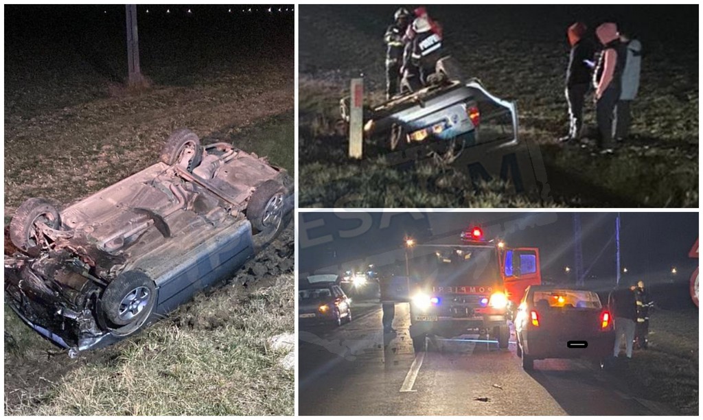 FOTO. Tânăr sătmărean rănit după ce a ajuns cu mașina în șanț