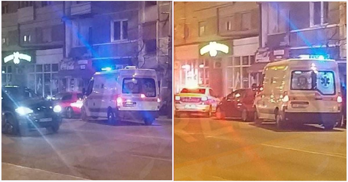 FOTOGALERIE. Sătmărean căzut pe stradă, în municipiul Satu Mare. Poliția, la fața locului