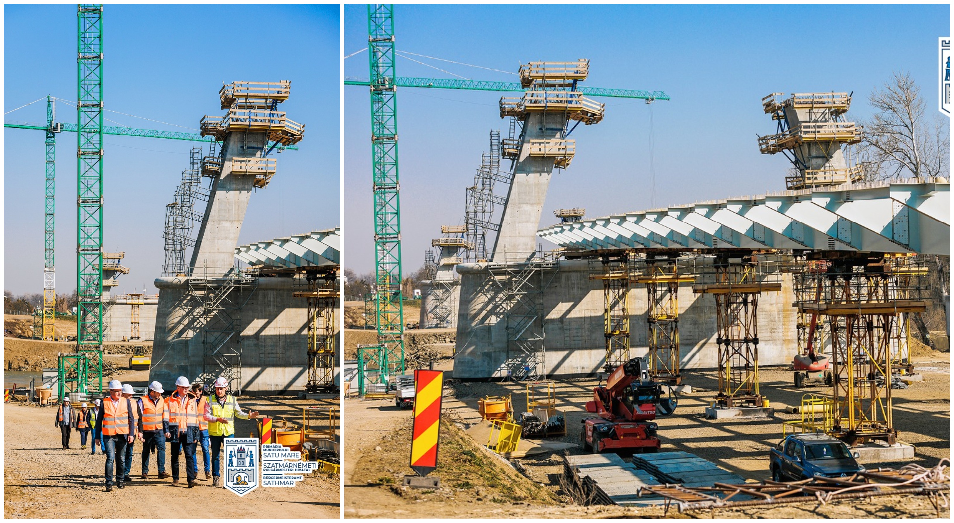 FOTOGALERIE. Lucrări intense la podul peste Someș, în Satu Mare. Se apasă accelerația