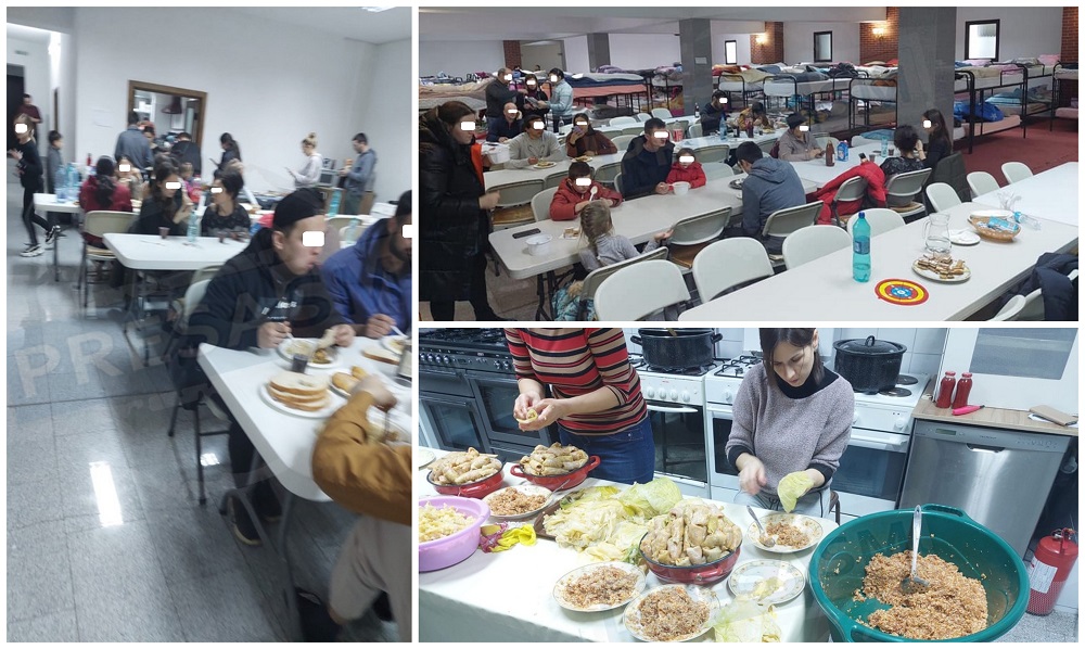 FOTO/VIDEO. Sute de refugiați cazați la o biserică din Satu Mare. Exemplu de umanitate și bunătate!