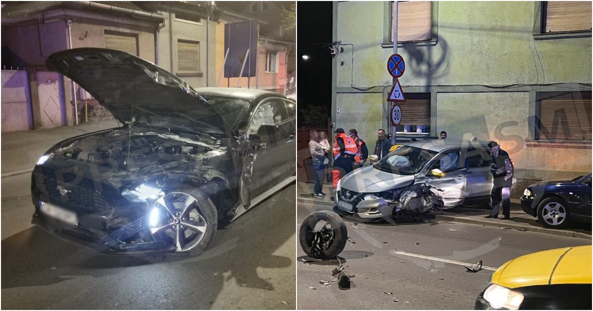 FOTO/VIDEO. Cum s-a petrecut accidentul de pe bulevardul Goga. Mașinile s-au lovit roată în roată