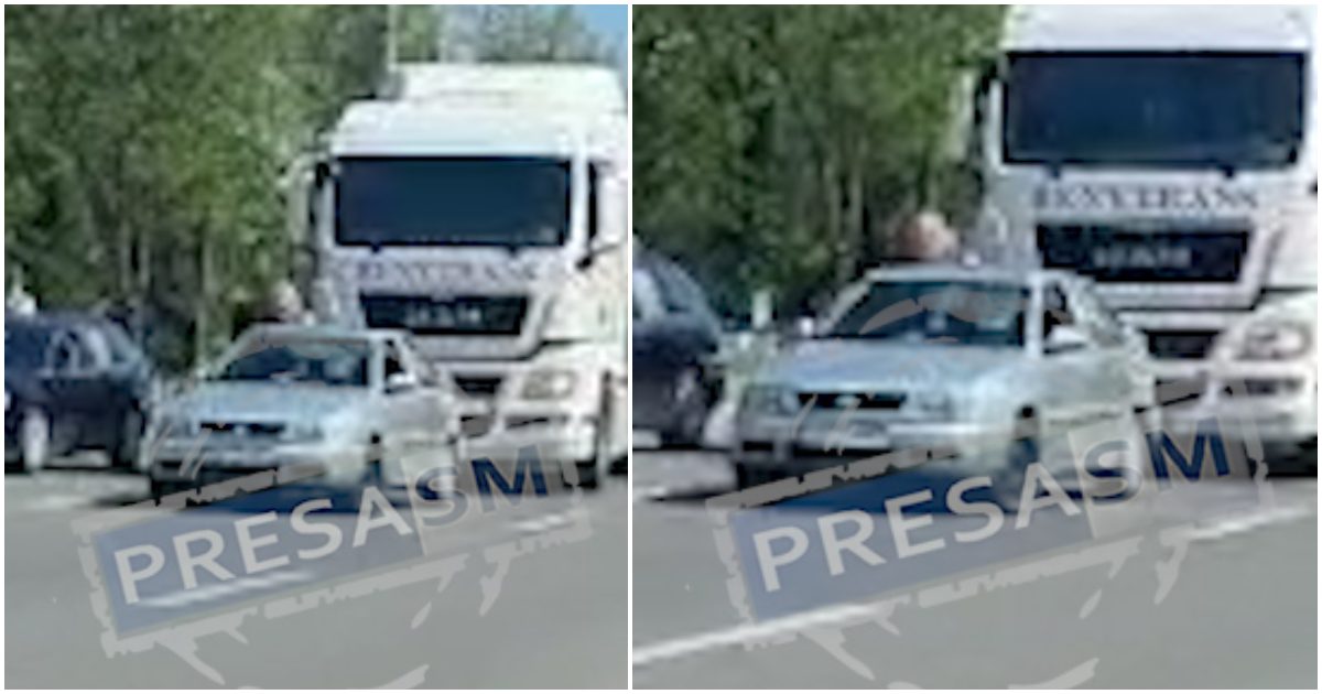 VIDEO. Accident pe podul Decebal. Mașină acroșată de TIR