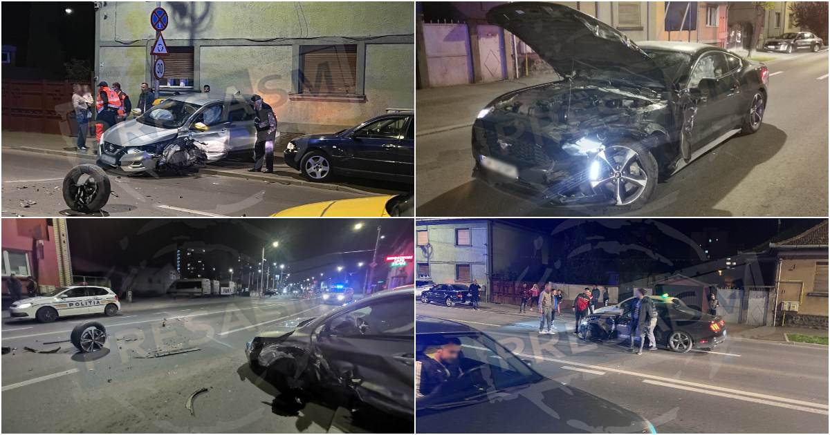 FOTO/VIDEO. Accident violent în municipiul Satu Mare, în noaptea de Înviere