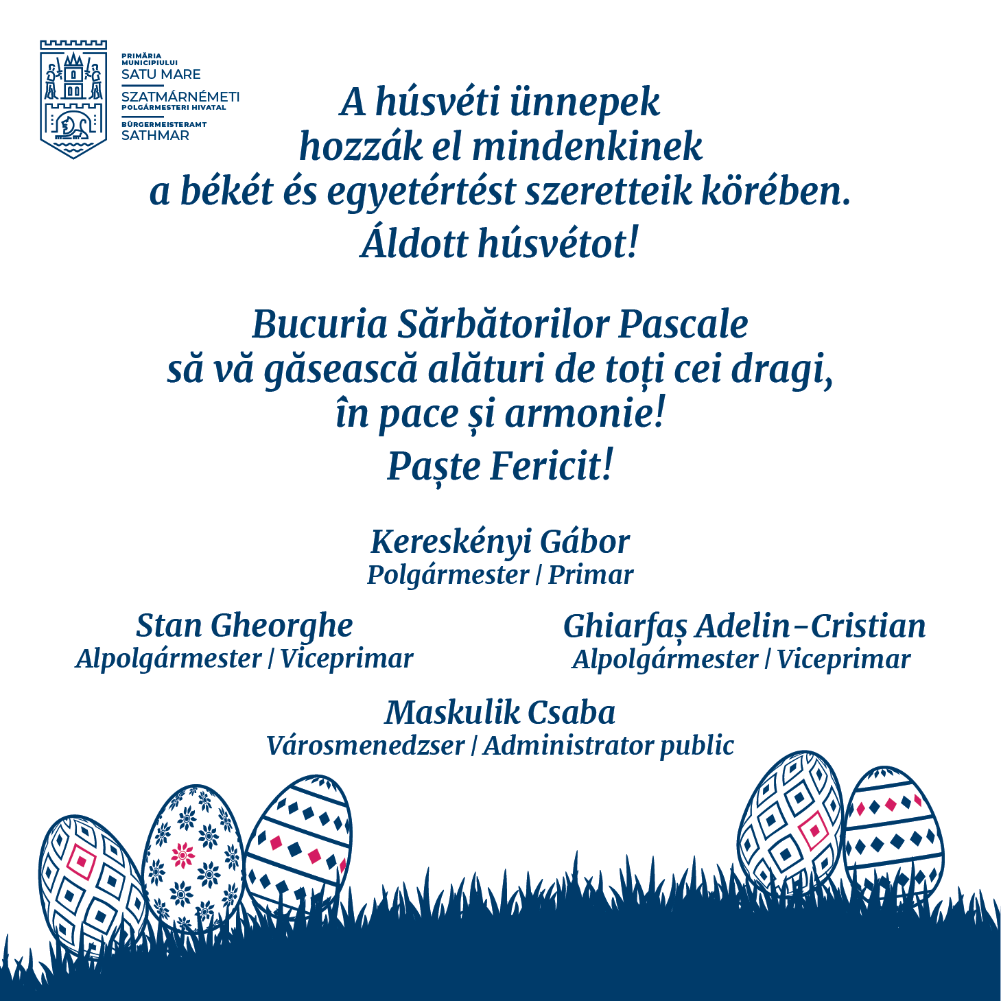 Mesajul de Paște al conducerii Primăriei Satu Mare pentru credincioși