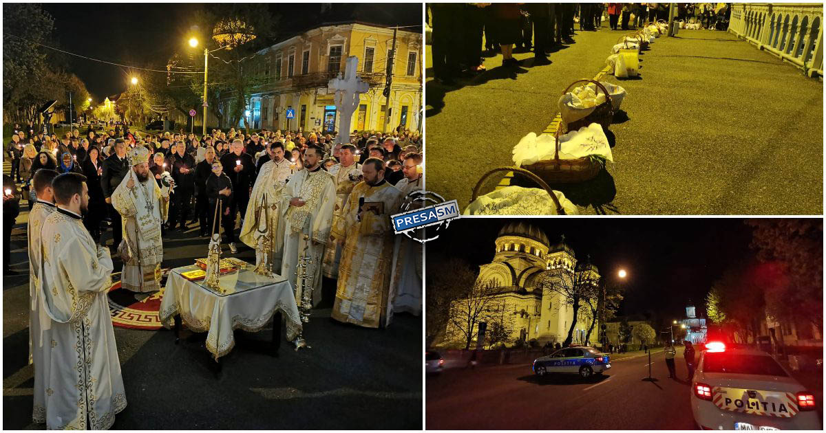 FOTO/VIDEO. Biserici pline în Satu Mare, în noaptea de Înviere. Mii de sătmăreni au luat Lumină