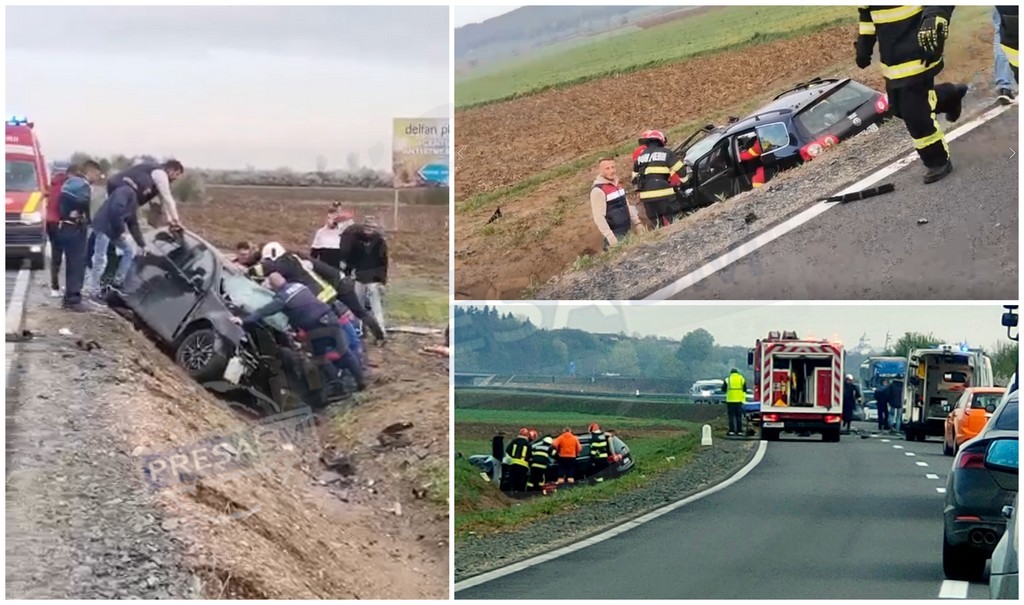 FOTO/VIDEO. Sătmărean decedat, polițist în stare critică. Accident la limita dintre SM și MM