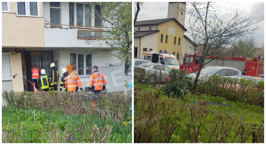 FOTO. Tânără însărcinată (inconștientă) și un copil, blocați într-un apartament din Satu Mare