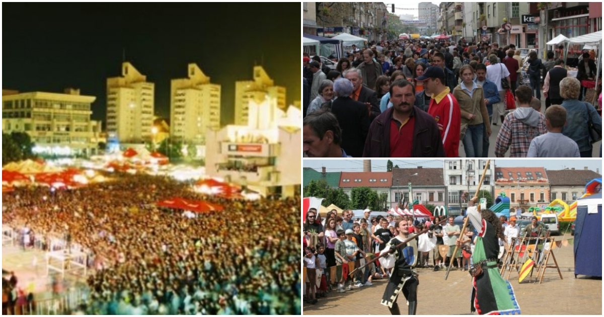 FOTO/VIDEO. Cum se sărbătorea mai demult "Zilele Orașului". Pe 14  mai, sătmărenii se aflau în sărbătoare, cu majorete, defilări și bou la proțap