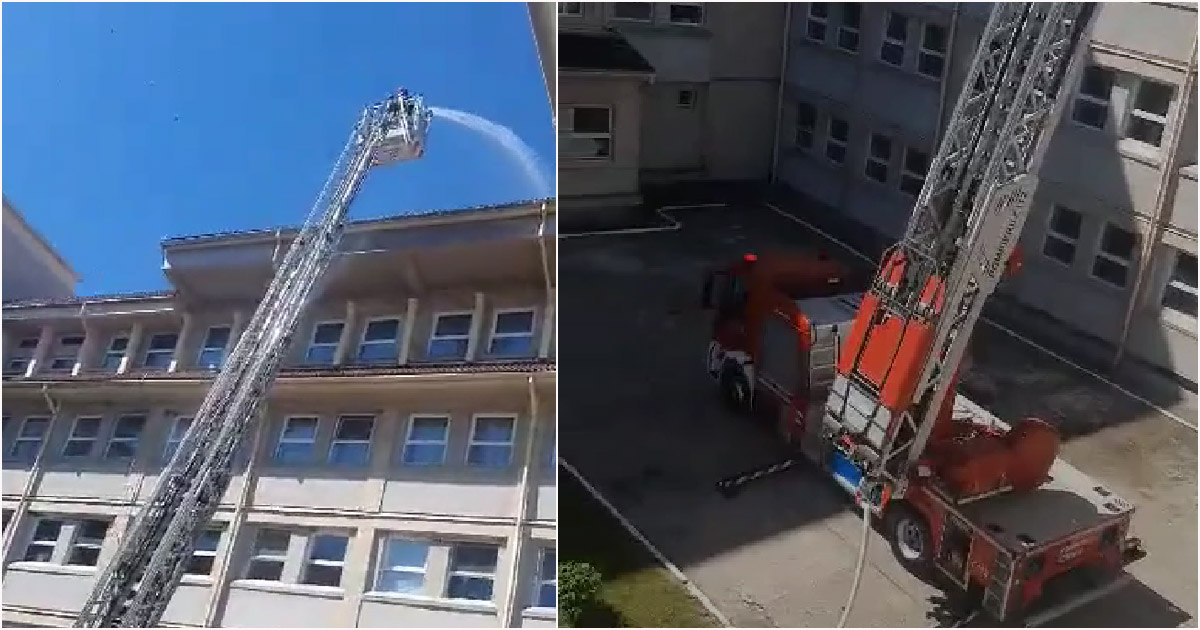 FOTO. Pompierii au ”intervenit” cu o autospecială la Spitalul Carei (EXERCIȚIU)