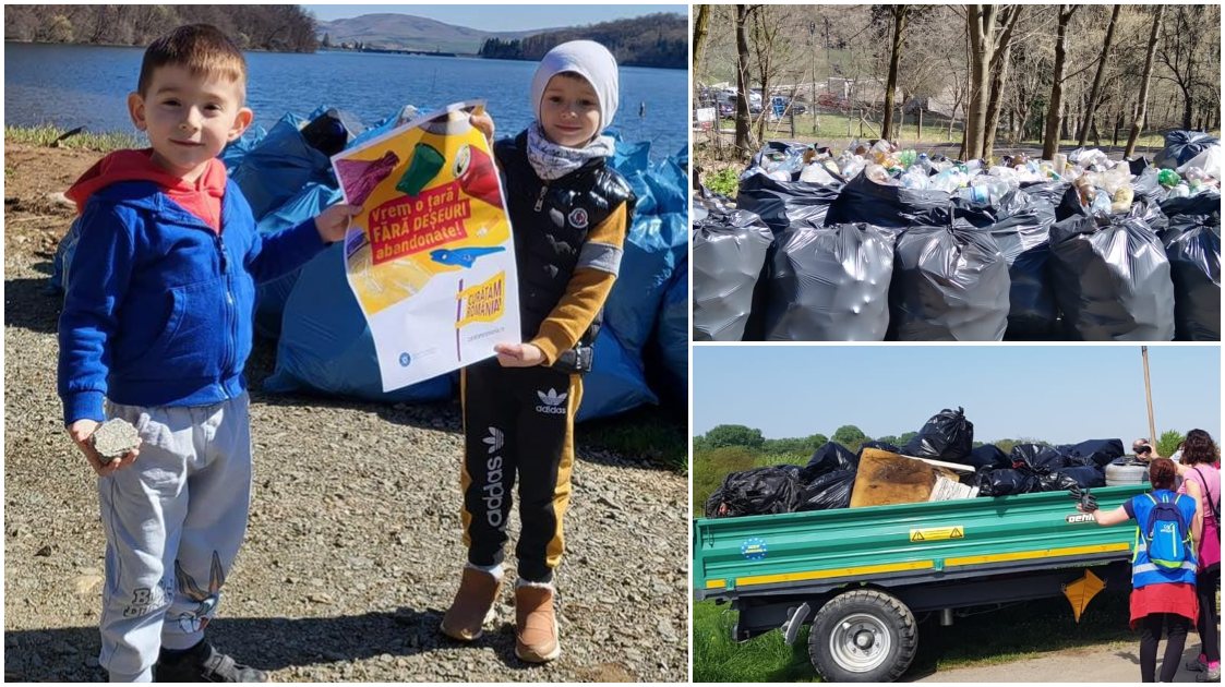 FOTO. Gunoaiele sufocă râurile din regiunea noastră. Zeci de tone de deșeuri, colectate de pe râuri și lacuri