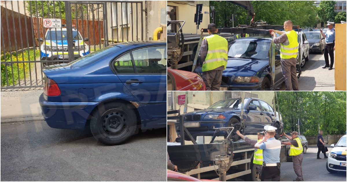 FOTOGALERIE. Un șofer a ”sechestrat” și Poliția cu BMW-ul, în Satu Mare