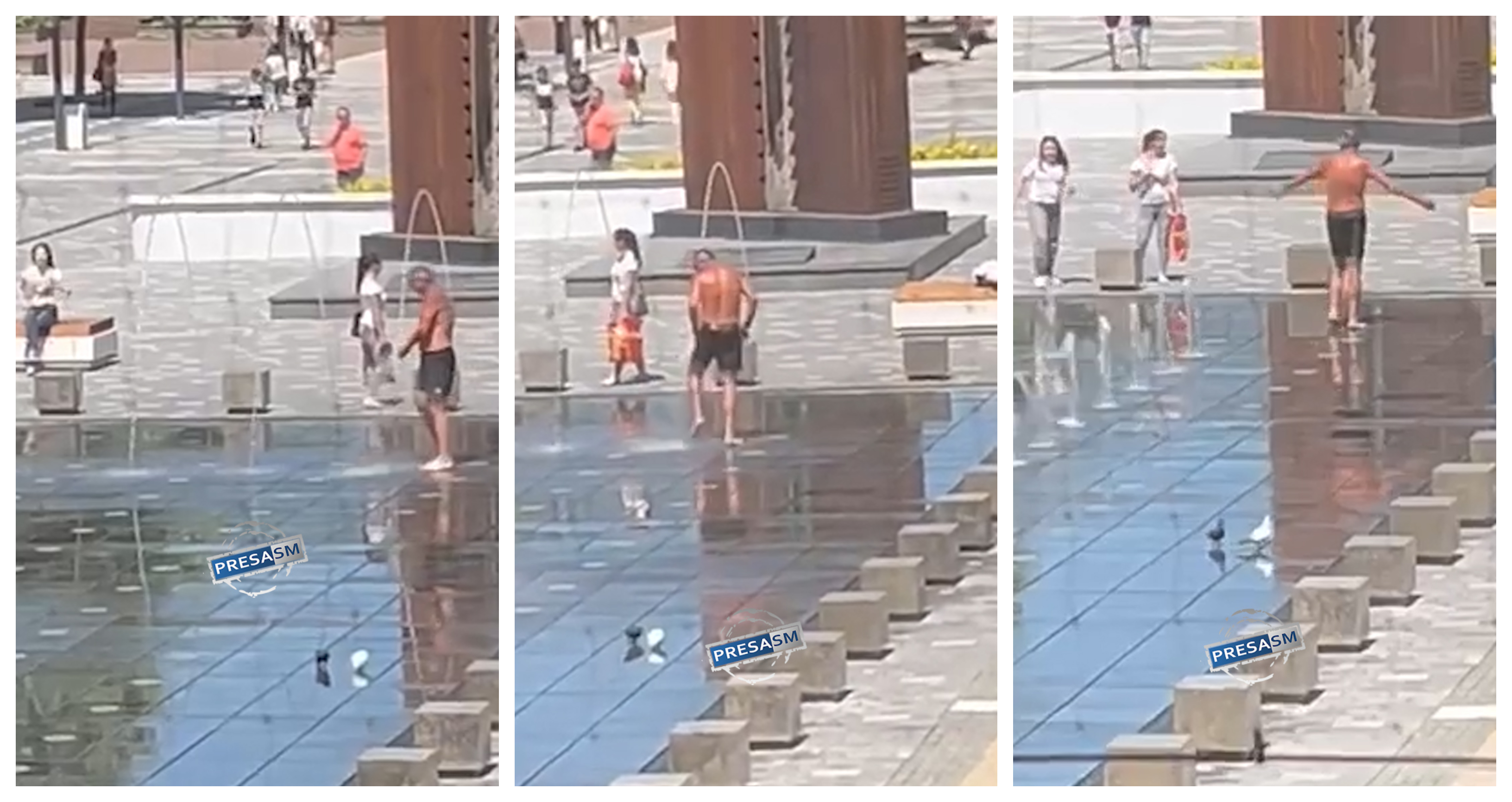 VIDEO. Căldură mare, monșer. Baie în fântâna arteziană din centrul Sătmarului