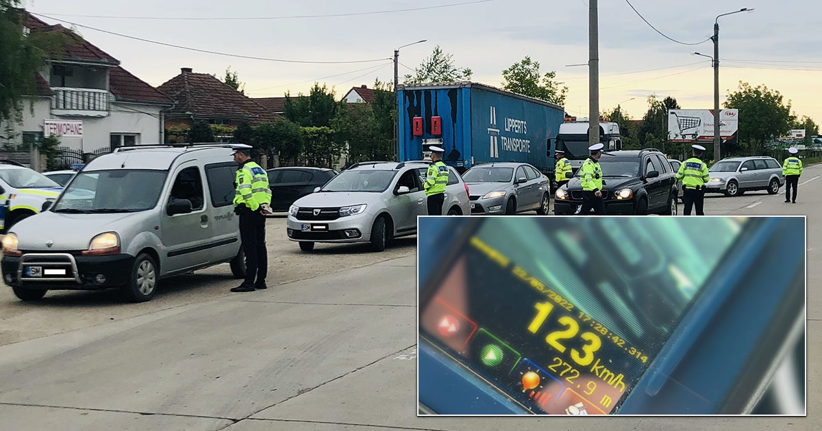 FOTO. Acțiune de amploare a Poliției Rutiere. Zeci de sătmăreni lăsați fără permise. Oamenii legii, cu ochii pe vitezomani