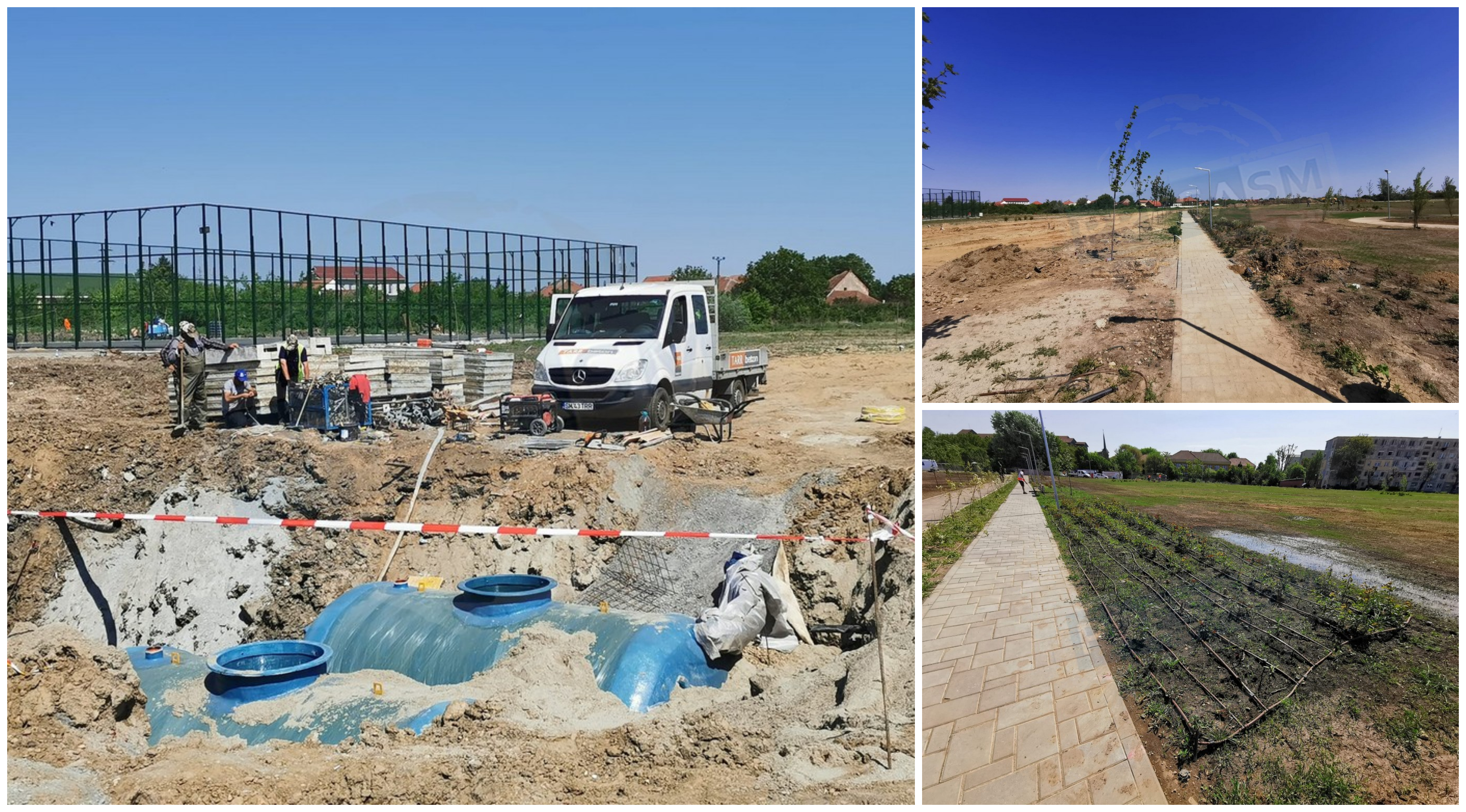 FOTOGALERIE. Lucrări reluate la uriașul parc de la Cubic. Tarr se ocupă de lucrările de canalizare