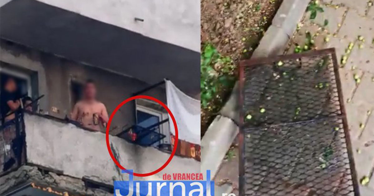 FOTO. Se întâmplă în România. Au încins grătarul în balcon și l-au scăpat de la etaj