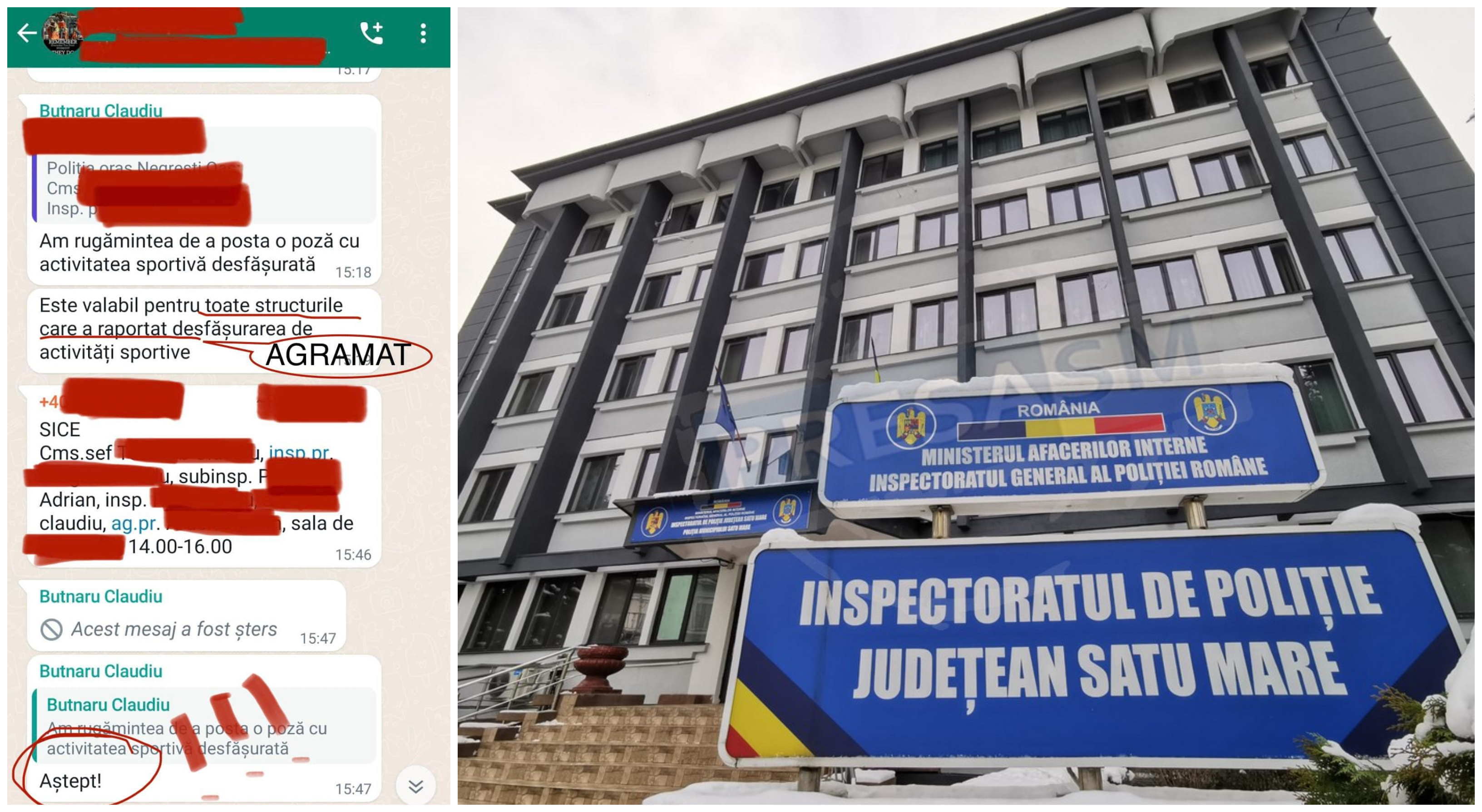 FOTO. Acuzații la vârful Poliției Satu Mare. Un șef le-ar cere polițiștilor poze în mod ilegal