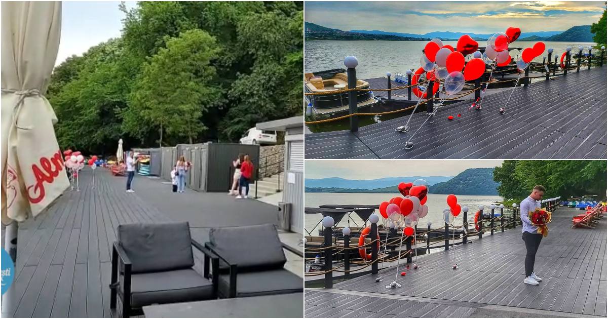 FOTO/VIDEO. Cerere în căsătorie inedită, pe lac, într-o locație superbă din Satu Mare