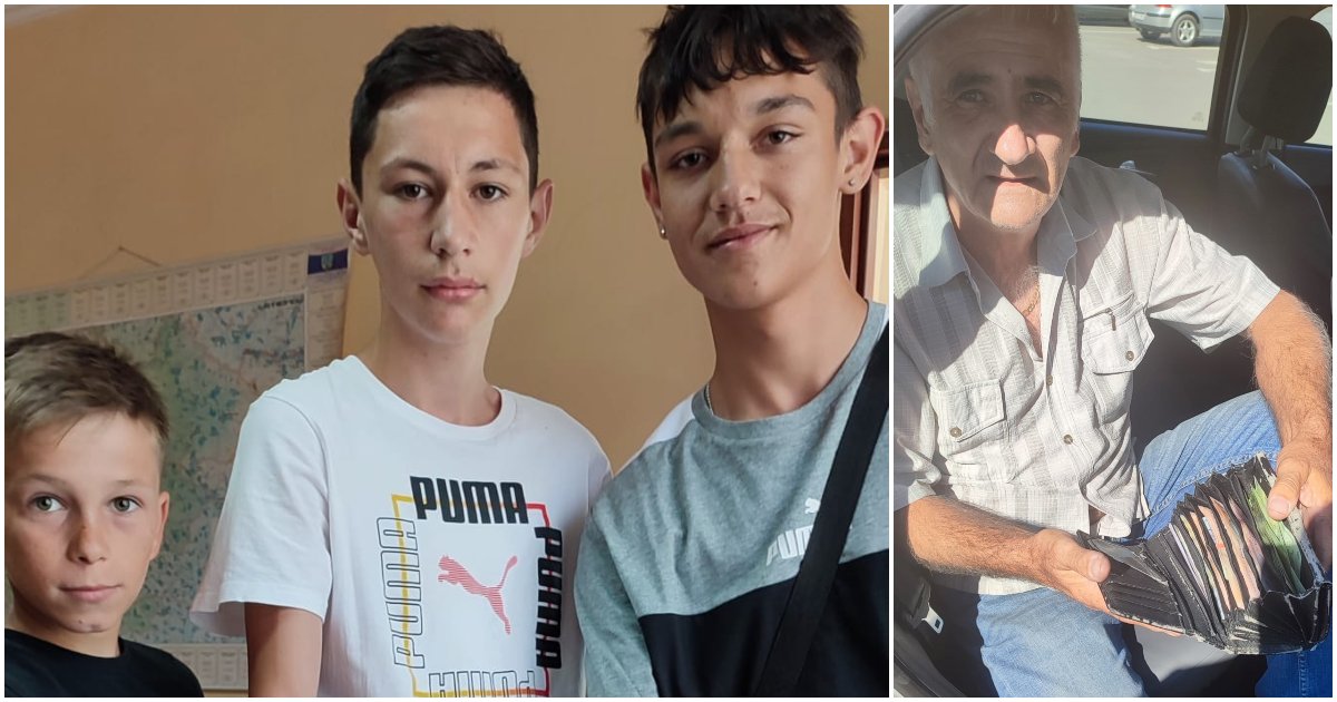 FOTO. Bravo! Trei copii din Odoreu au găsit un portofel plin de bani și l-au predat Poliției Locale