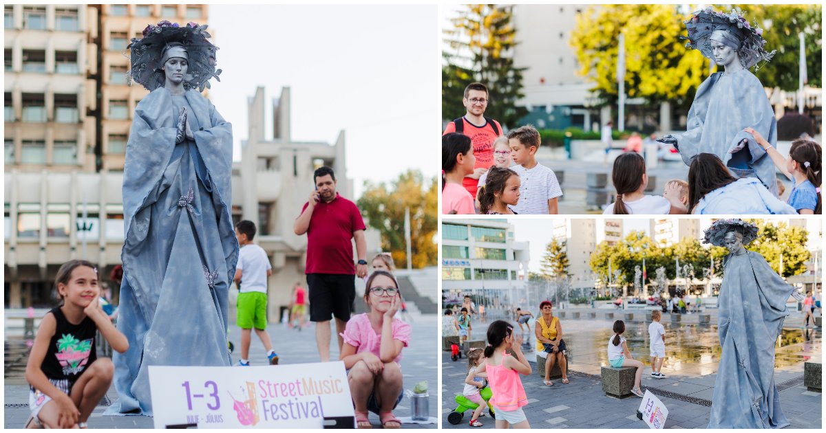 FOTO. Surpriză la fântână. Mod inedit de promovare a Street Music Festival la Satu Mare