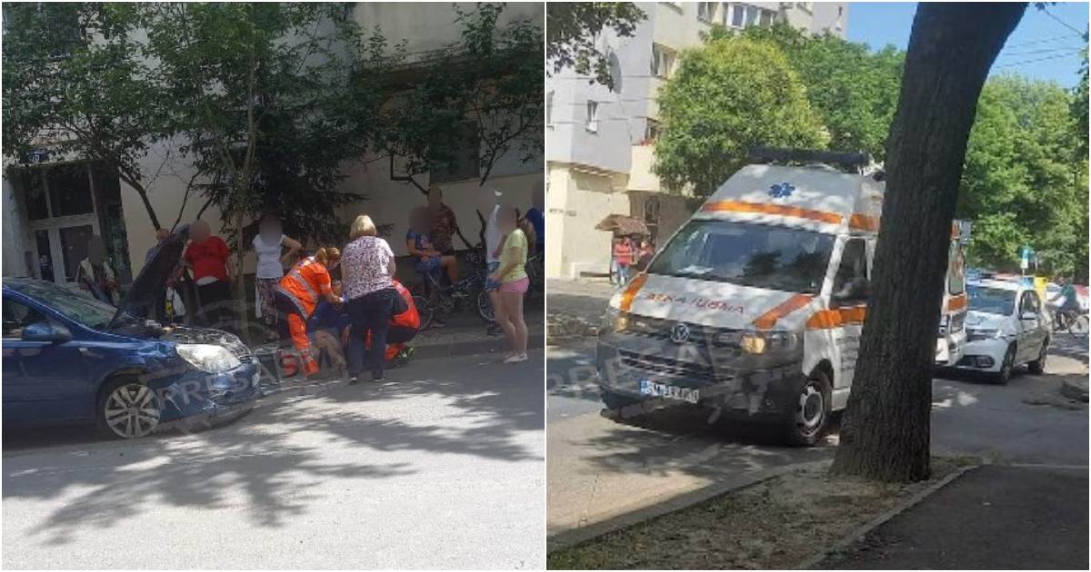 FOTO. Accident pe un bulevard din Micro 16. O persoană primește ajutor medical