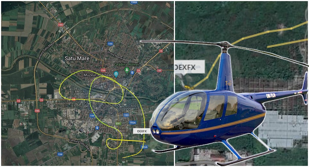 FOTO. Un elicopter a survolat de mai multe ori municipiul Satu Mare. A aterizat lângă ”mall”-ul fantomă