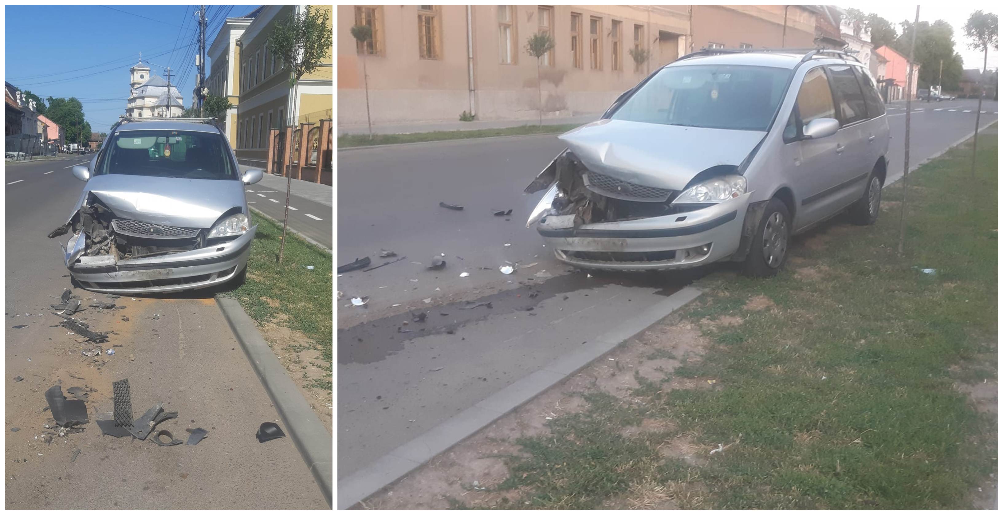 FOTOGALERIE. Accident la Carei. Un șofer a lăsat dezastru după el și a fugit