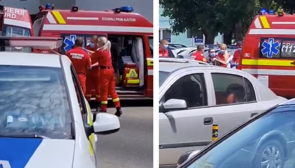 FOTO. Polițiștii au chemat SMURD-ul. Bărbat ”bătucit”, cules din fața Poliției Satu Mare