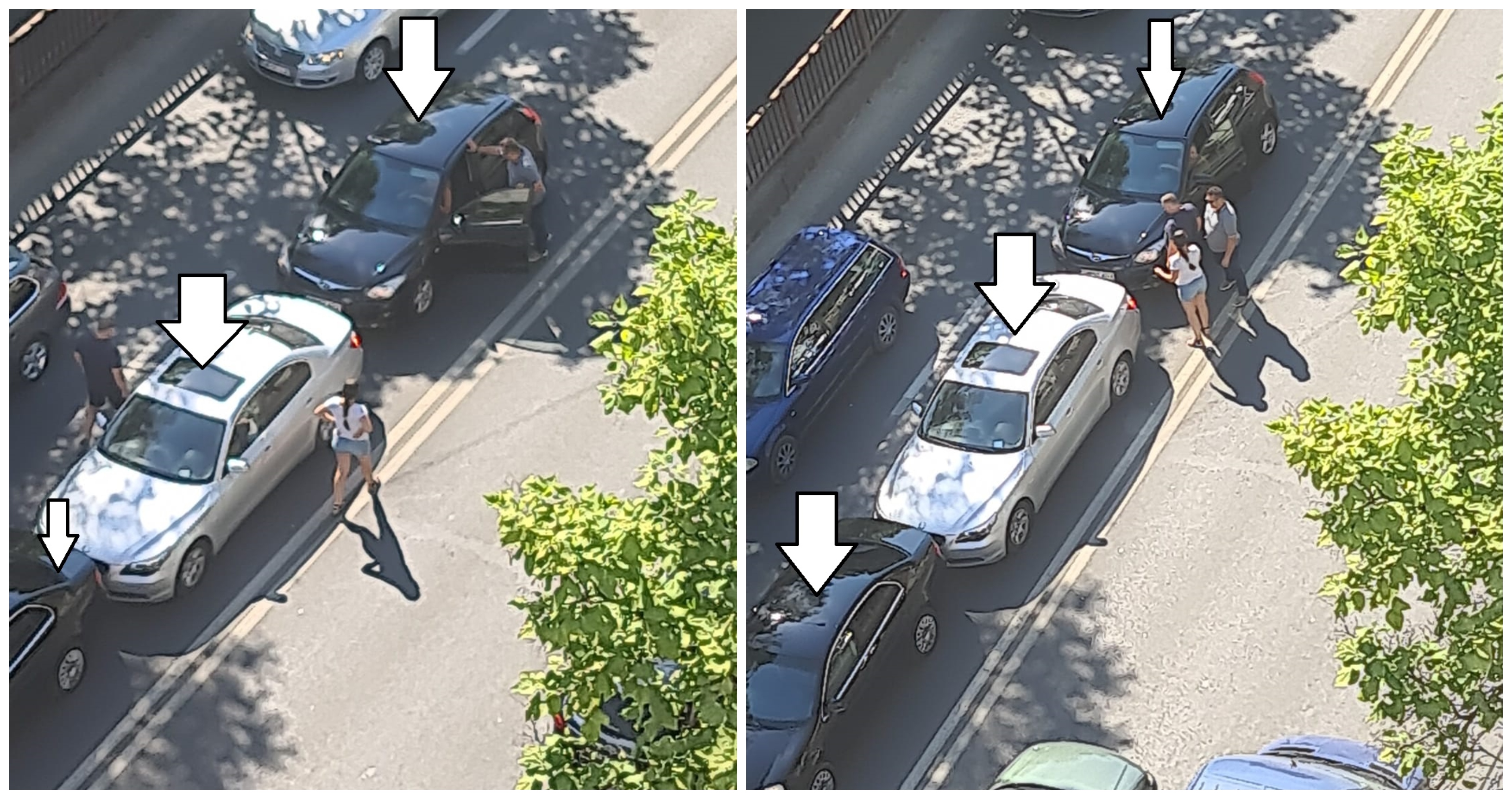 FOTO/VIDEO. Accident în lanț în municipiul Satu Mare. BMW prins la mijloc