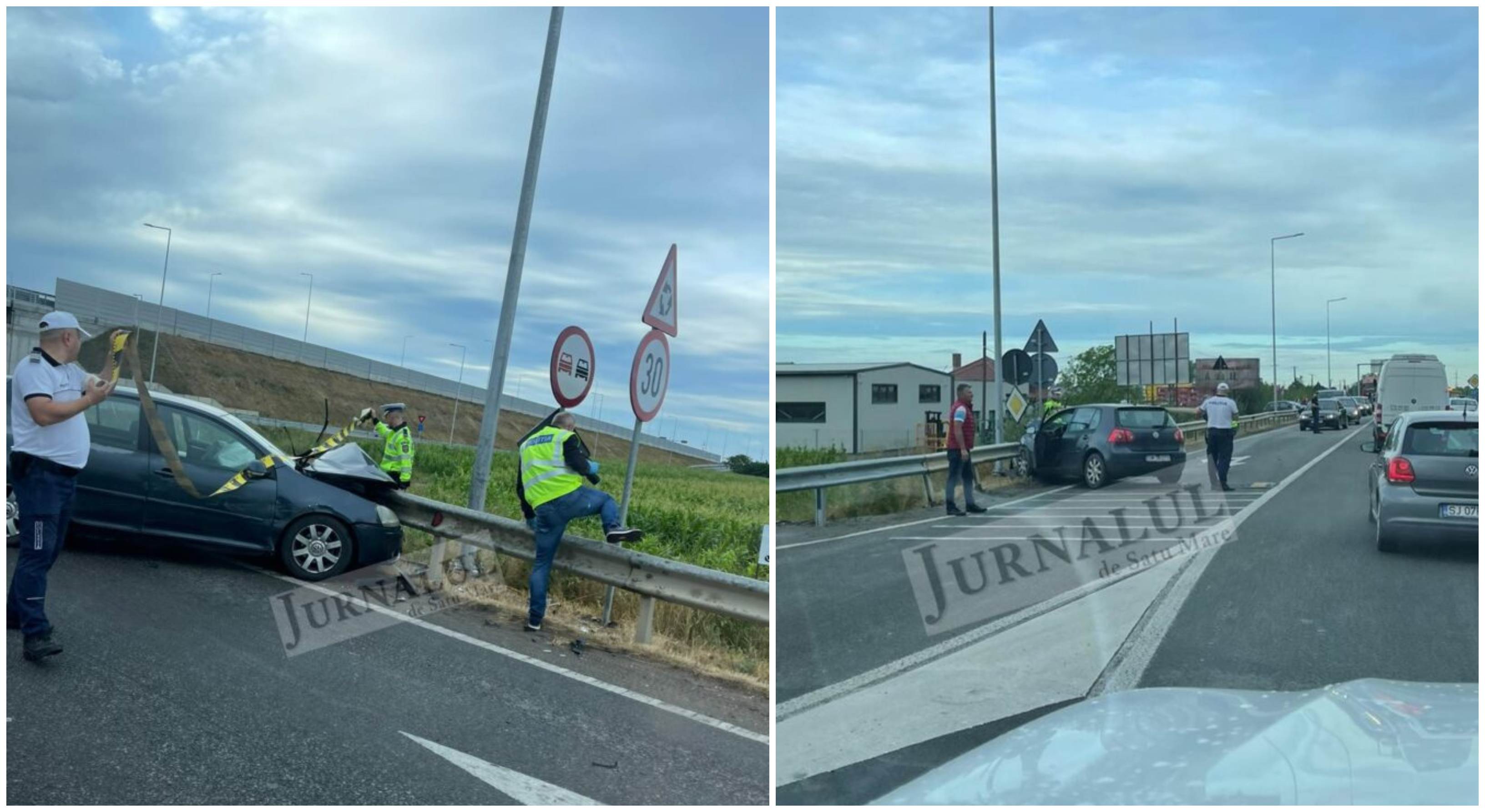 FOTO. Accident grav la intersecția Drumul Careiului-centura municipiului Satu Mare