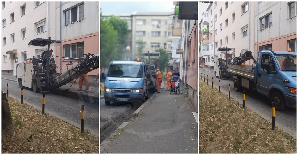 FOTO/VIDEO. Absurdistan! Asfaltatorii, certați de sătmăreni: ”Plecați!”, ”Ne deranjați”, ”Vrem să dormim”