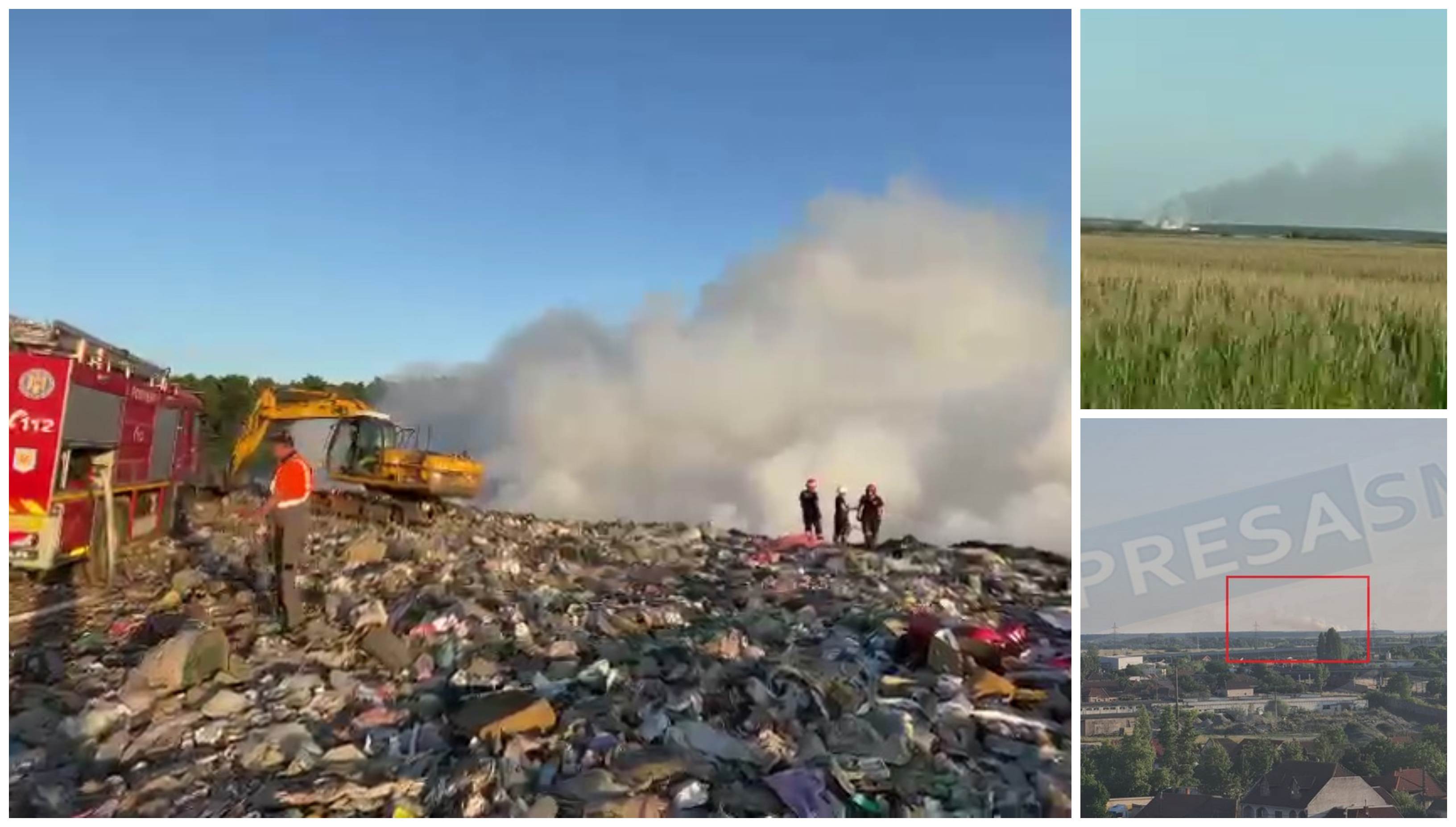 VIDEO. Ce dezastru! S-a aprins groapa de gunoi a județului! Focul s-a extins la pădure