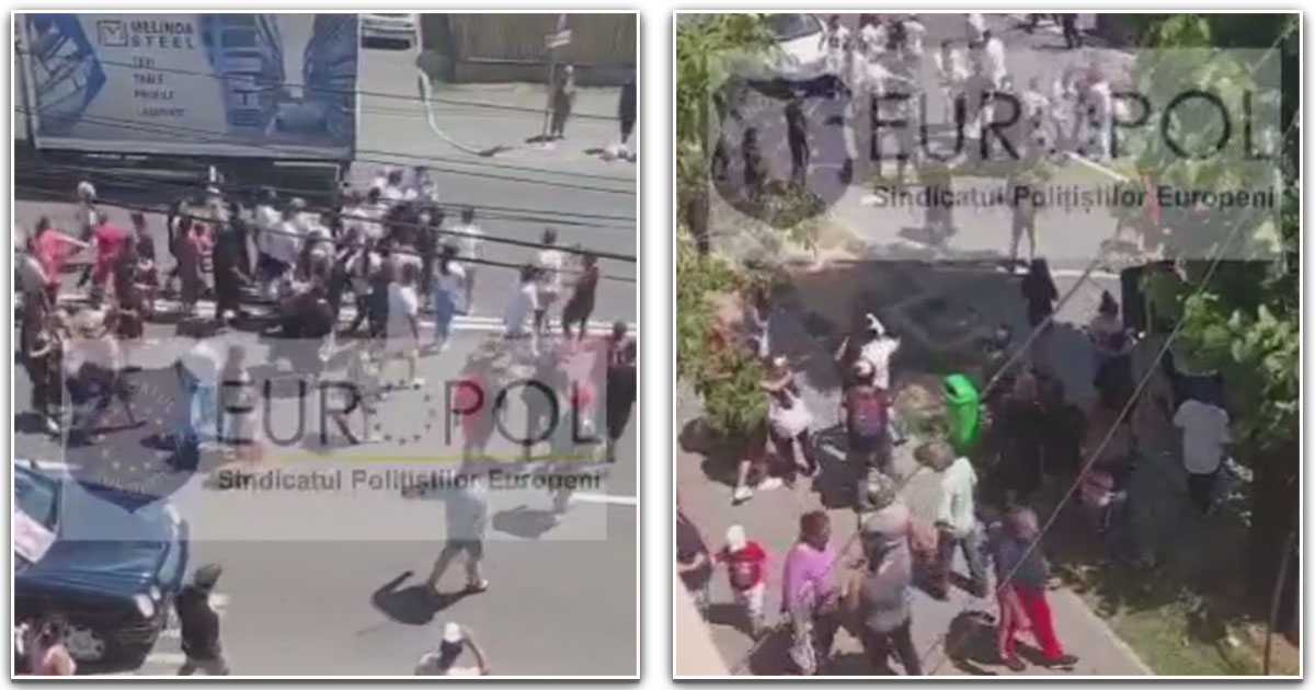 VIDEO. Cinci polițiști, bătuți cu pumnii și picioarele de oamenii de la o înmormântare. Au intervenit mascații