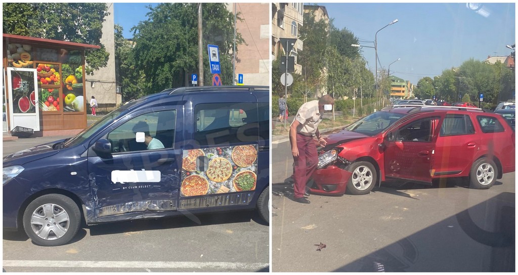 FOTO. Accident în municipiul Satu Mare. Băiatul cu livrările, scos din ”joc”