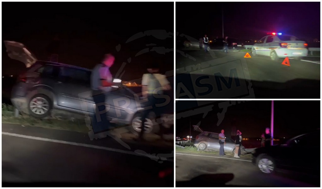 FOTO/VIDEO. Accident pe centura municipiului Satu Mare. O mașină a spulberat parapetul