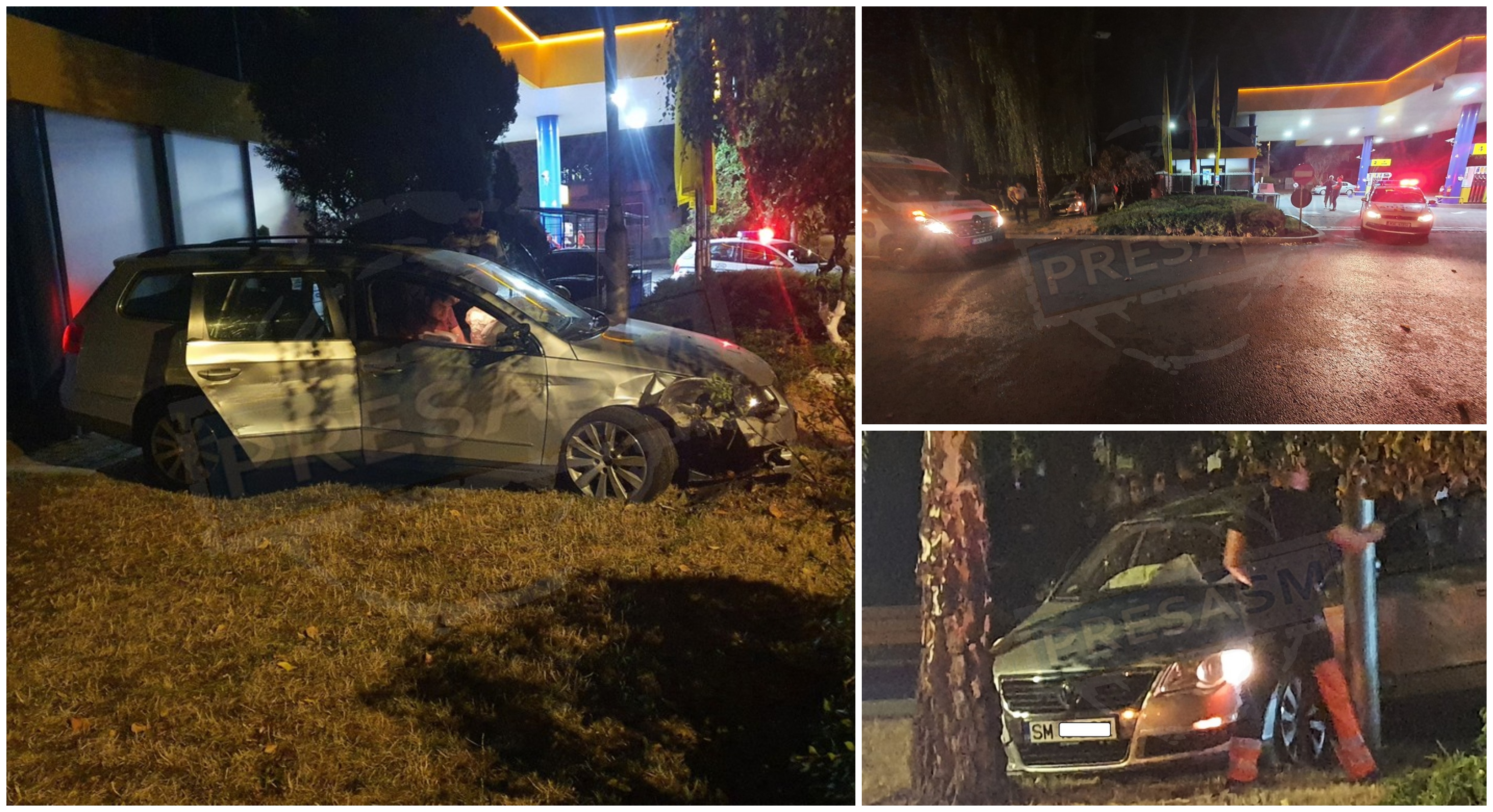 FOTO. Poliția l-a sancționat drastic pe puștanul care a intrat cu mașina în plin într-o benzinărie