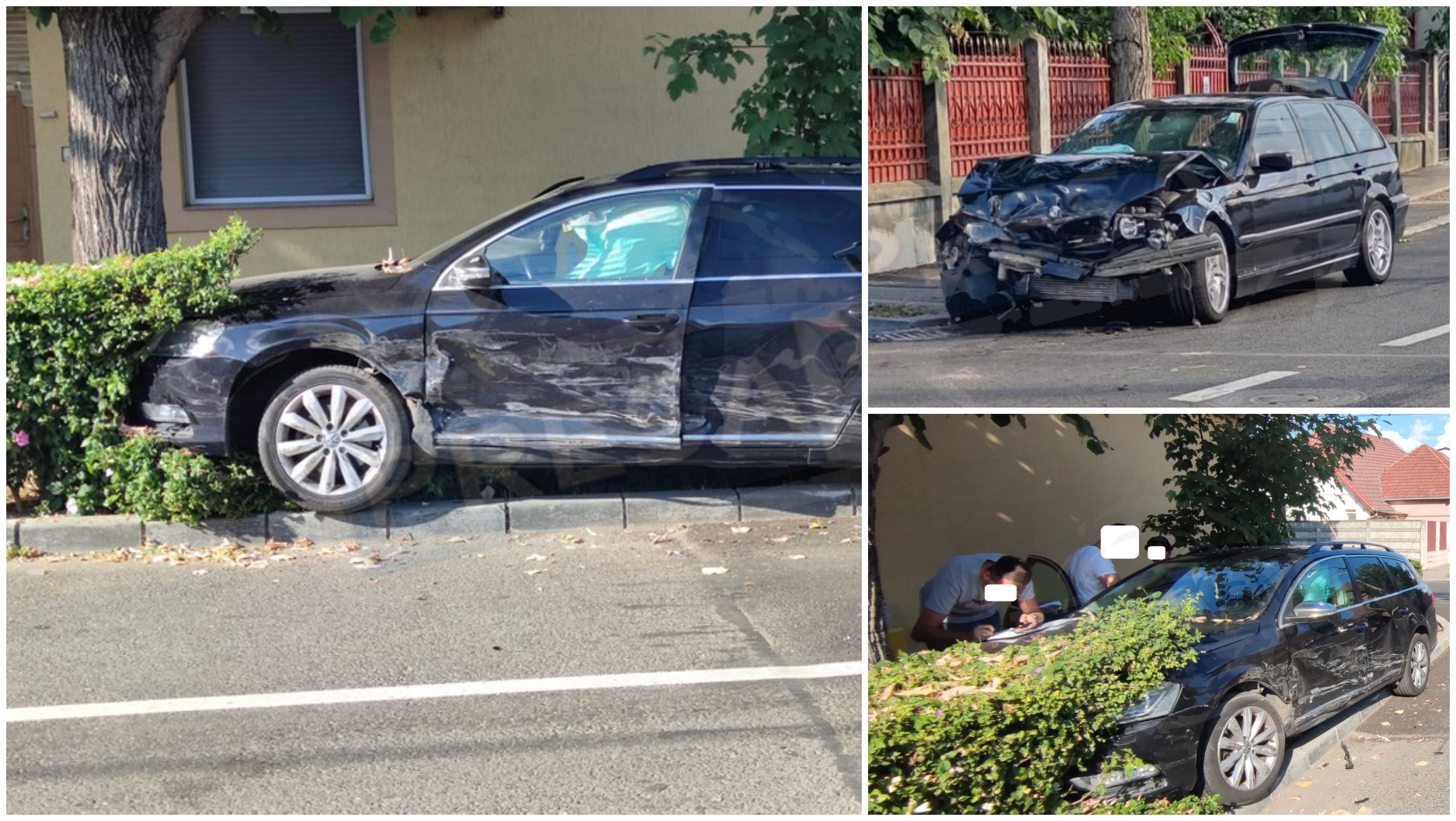 FOTOGALERIE. Accident în intersecția blestemată din Satu Mare. Mașină oprită în copac