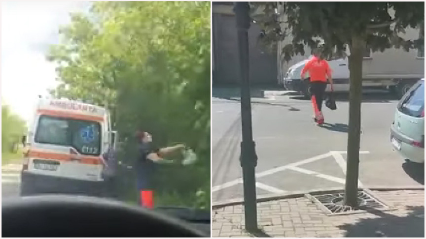 VIDEO. Angajați de la Ambulanță, filmați la cumpărături sau culegând soc, cu pacientul în ambulanță