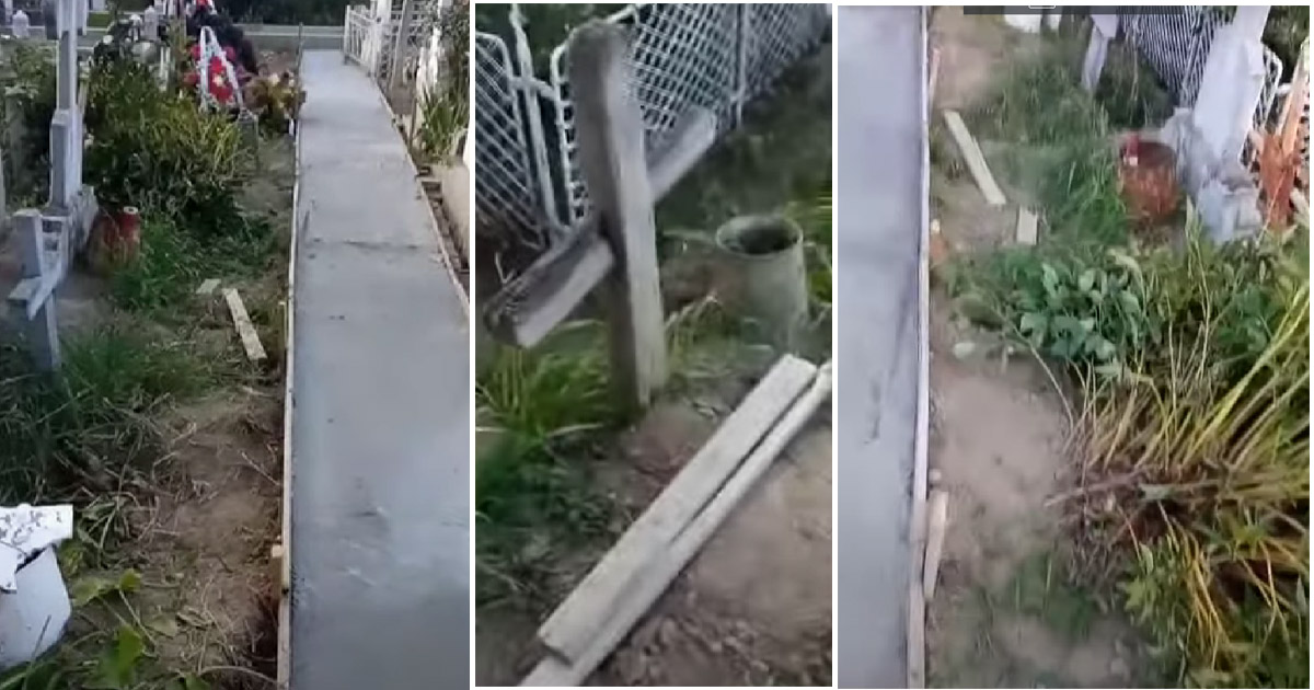 VIDEO. Se întâmplă în România. Au turnat aleea de beton peste morminte. După scandal, au desființat-o