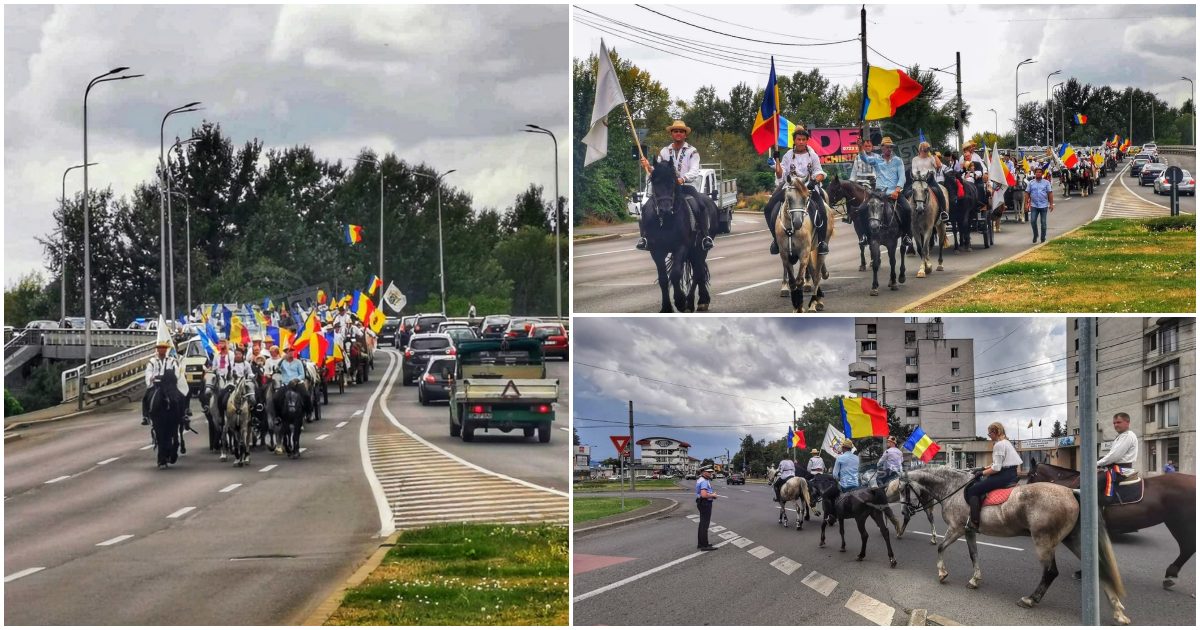 FOTO/VIDEO. Caravana românească a ajuns în Satu Mare. Zeci de căruțași și călăreți