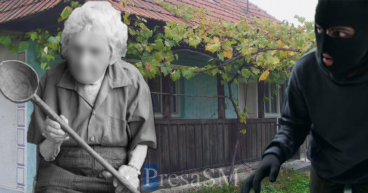 Scene ca-n filme într-o comună din țară. Tâlhar alungat de o bătrână cu polonicul. Fugărit și pus la pământ de săteni